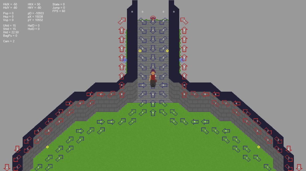 spleen_'s tweet photo. Some more pathfinding progress to show in #Comatour.
The paths serve to get enemies around anything that's breaking their line-of-sight to the player. So, I (basically) pared out everything that wasn't hugging the walls.
#roguelike #indiedev #gamedev #indiegame https://t.co/AkKDXQHXuj