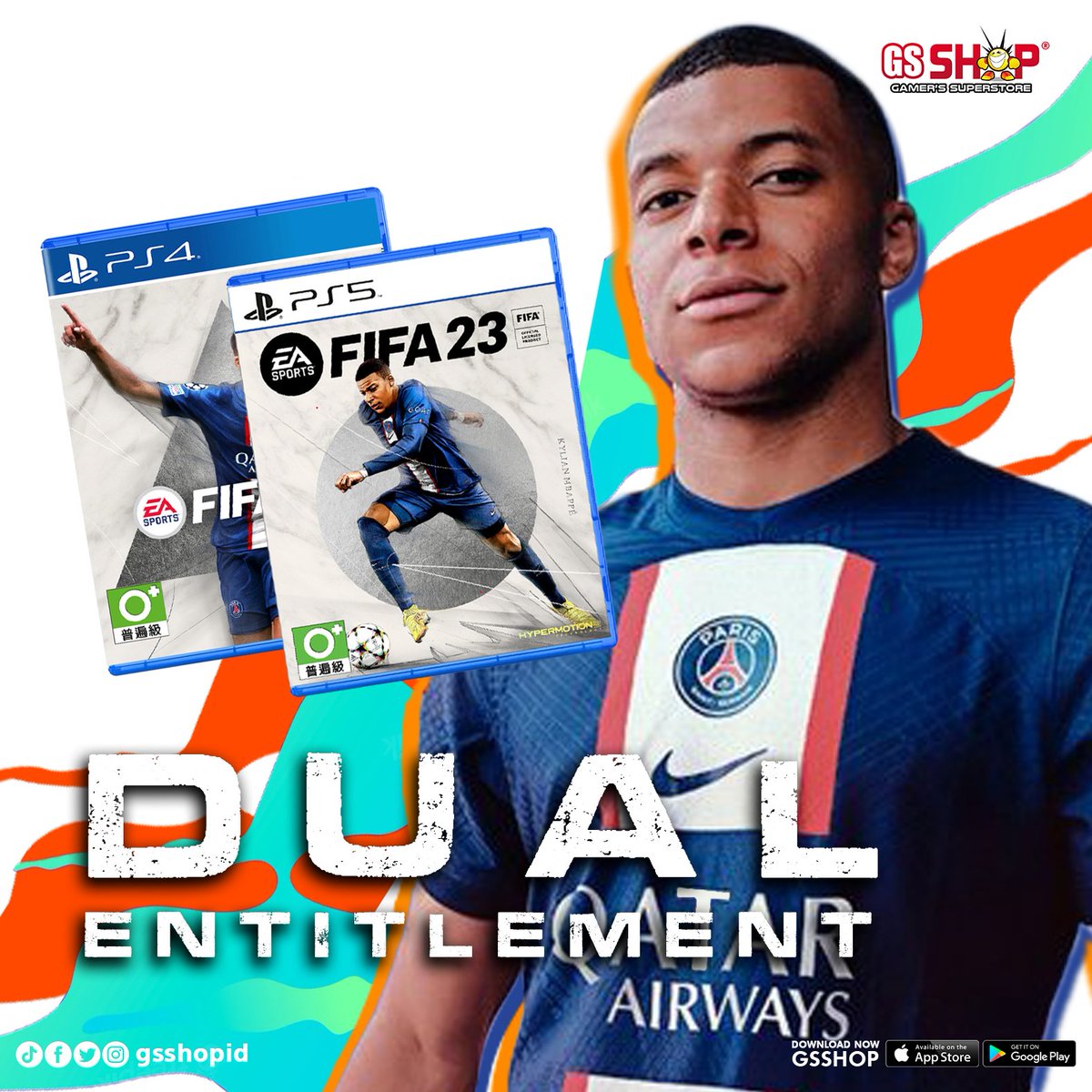 GSShopID's tweet photo. FIFA 23 support Dual Entitlement, yg artinya kalian bisa mendapatkan free upgrade dari versi last-gen ke versi next-gen, contohnya dari versi PS4 ke PS5 atau Xbox One ke Xbox Series X/S.
* hanya berlaku untuk FIFA 23 Ultimate Edition.
#Gamerssuperstore #GSSHOPID #FIFA23 https://t.co/gwuJm1z5ZP