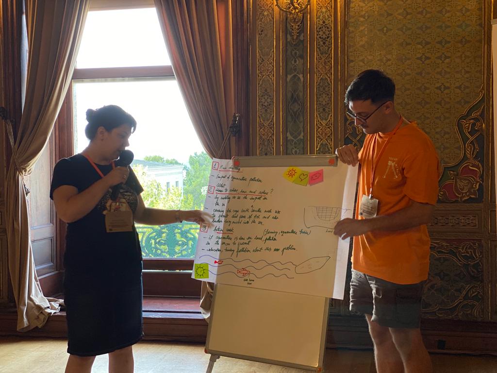 BRIDGE_BlackSea's tweet photo. @gizemakkus_ @METU_IMS @TudavTudav @METU_ODTU @EU_Commission @BlackSeaYouth After informative and inspiring lectures, 1st day of BRIDGE-BS #summerschool ended with an interactive workshop.

As a group assignment, #ECOPs came together to identify the main challenges of #MarineLivingResources &amp; share their suggestions on how to act for healthier #BlackSea https://t.co/Z2MjdIg5dk