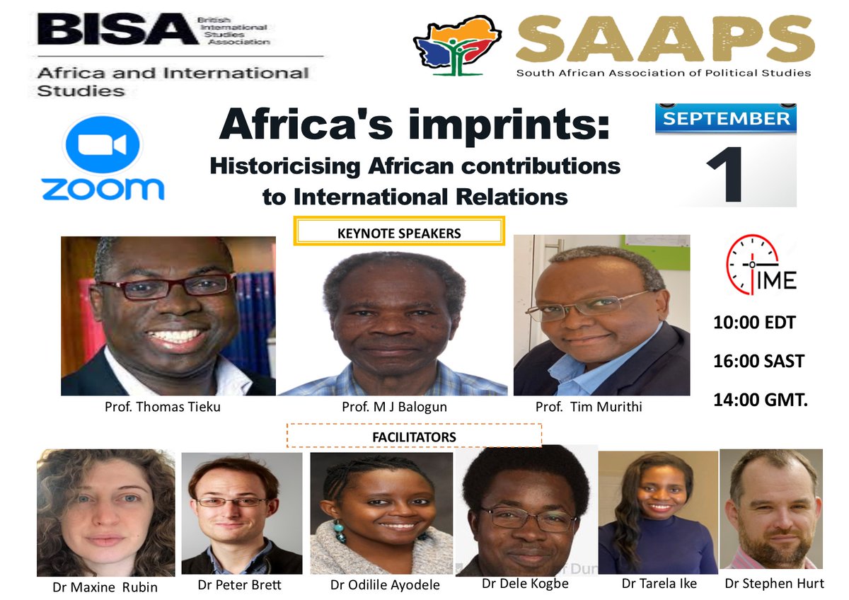 MaxineRubin's tweet photo. This is a truly exceptional line-up! @tiekutom @balogunjide1 @tmurithi12 

Register at https://t.co/DhkDhZJBSR

Free for Global South scholars; SAAPS members, and BISA members!

@Odi_Onu @writekogbe @Tarela_Ike_ @DrStephenHurt https://t.co/3b1RrveAiu