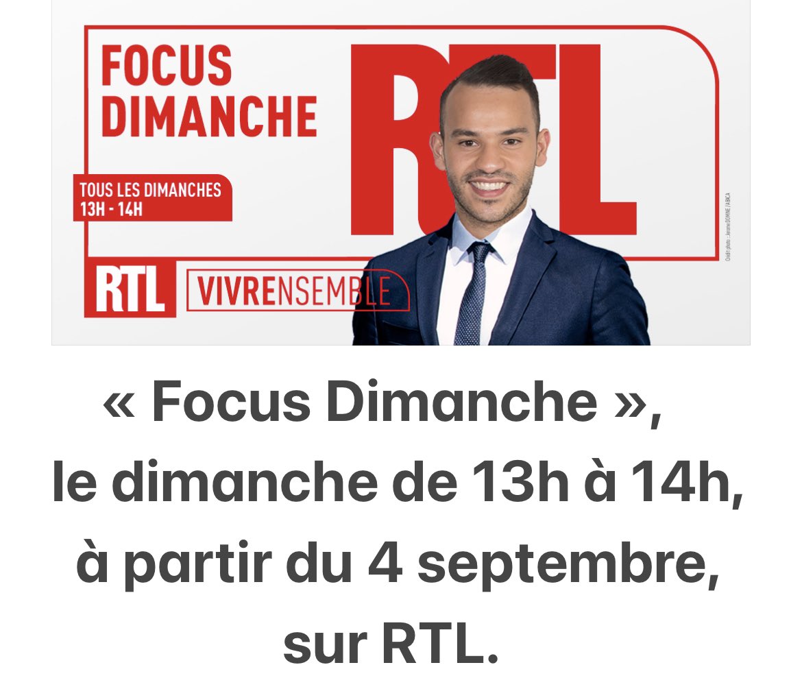 🚨📻 J-10 pour #FocusDimanche avec <a href="/mohamedbouhafsi/">Mohamed Bouhafsi</a> sur <a href="/RTLFrance/">RTL France</a> !