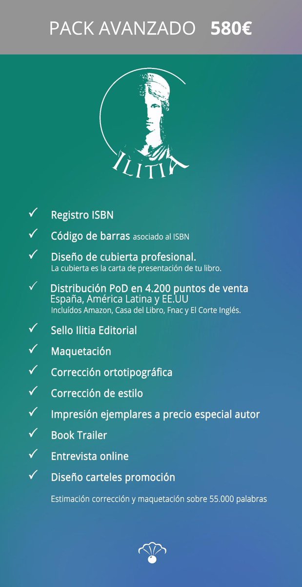 Nuevo pack "Ilitia" nuestro plan avanzado más contratado con los servicios imprescindibles para poner a la venta tu libro con todas las garantías. Puedes consultarnos y enviarnos tu manuscrito o maqueta a ilitiaeditorial@gmail.com  #packsilitiaeditorial