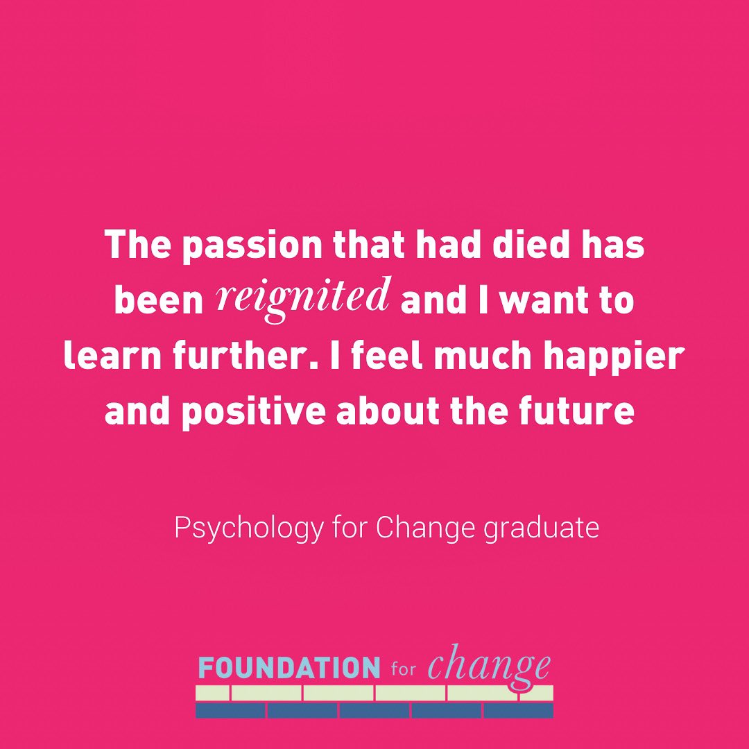We are so happy to hear such amazing feedback from our graduates and we can’t wait to see what they do next! 

#psychology #psychologyforchange #foundationforchange #addictionrecovery #learning #passionforlearning #mentalhealthcounselingandeducation #recovery #londoncharity