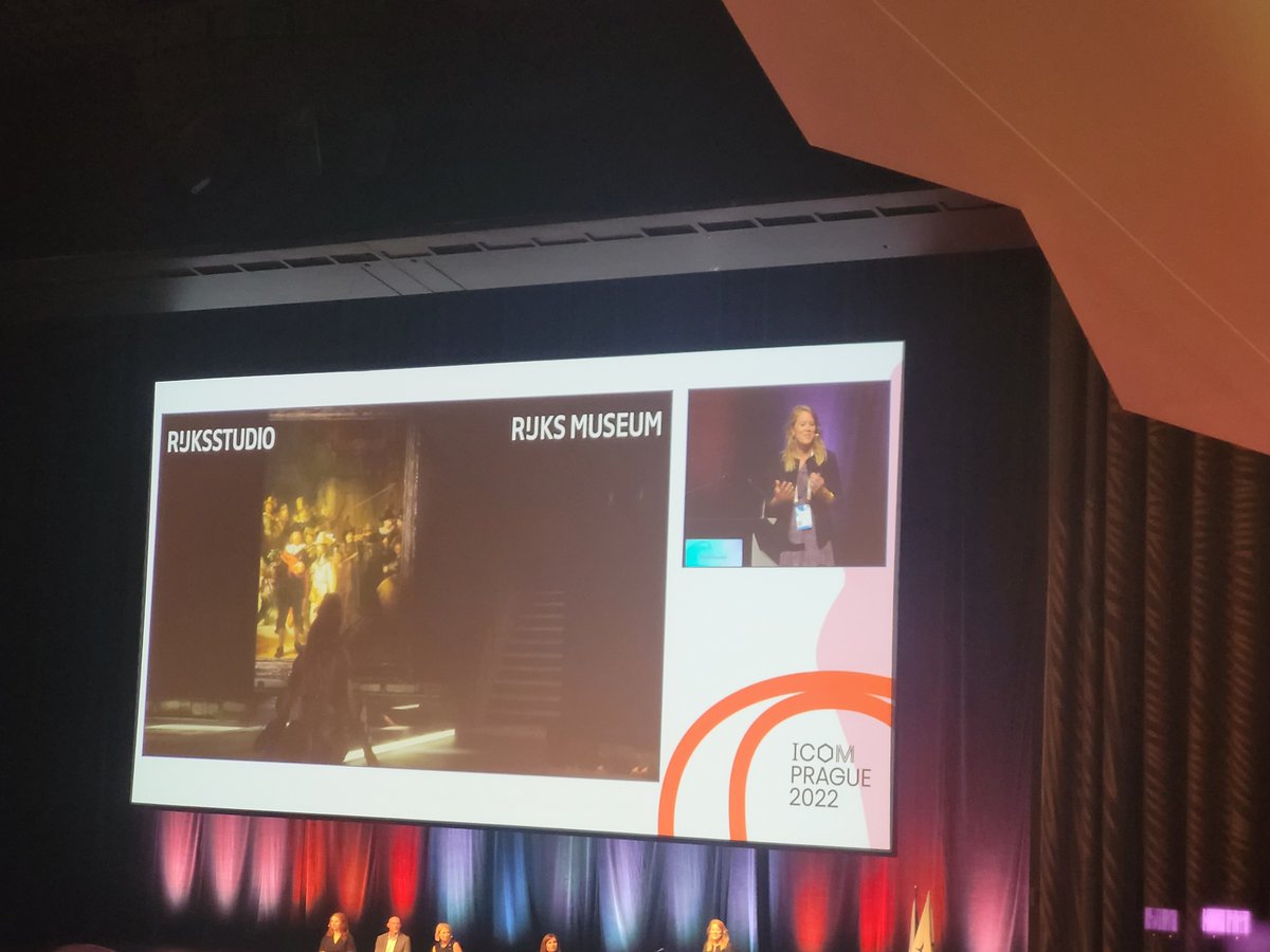 MariaScherrers's tweet photo. @NBeumer spoke about Rijksmuseum.  They have been sharing hiRes images with the public for almost ten years, to inspire artistic use of their collection. #ICOMPrague2022 https://t.co/hbpaf5OcsA