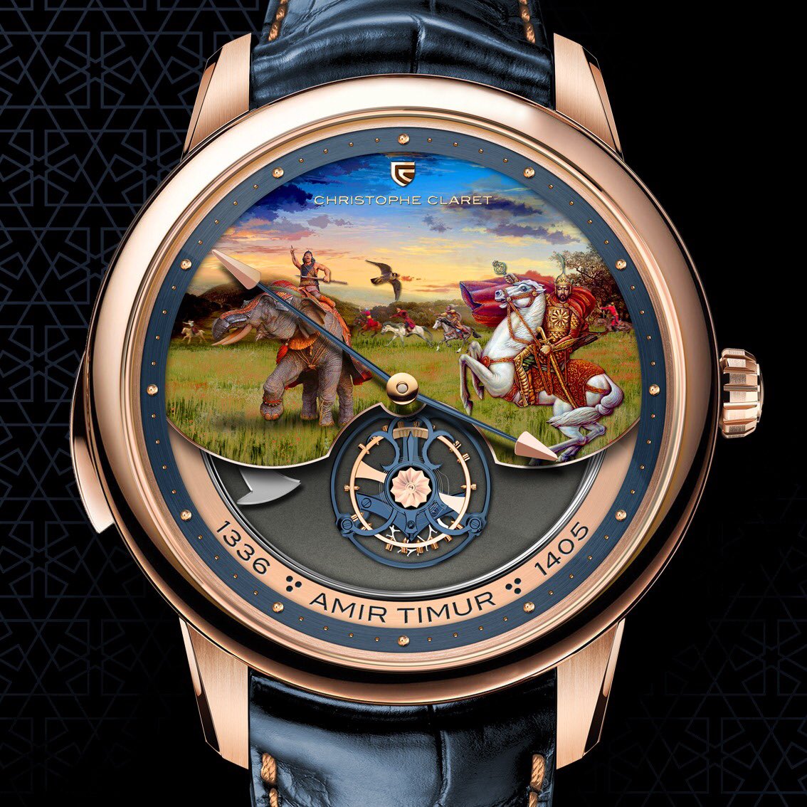 Claret_Time's tweet photo. « Amir Timur » is a Westminster flying tourbillon minute repeater provided with a 4 jaquemart automatons featuring Amir Timur.
#christopheclaret #swissmade #watch #swisswatch #horology #uniquepiece #amirtimur https://t.co/YXxhedXVaD