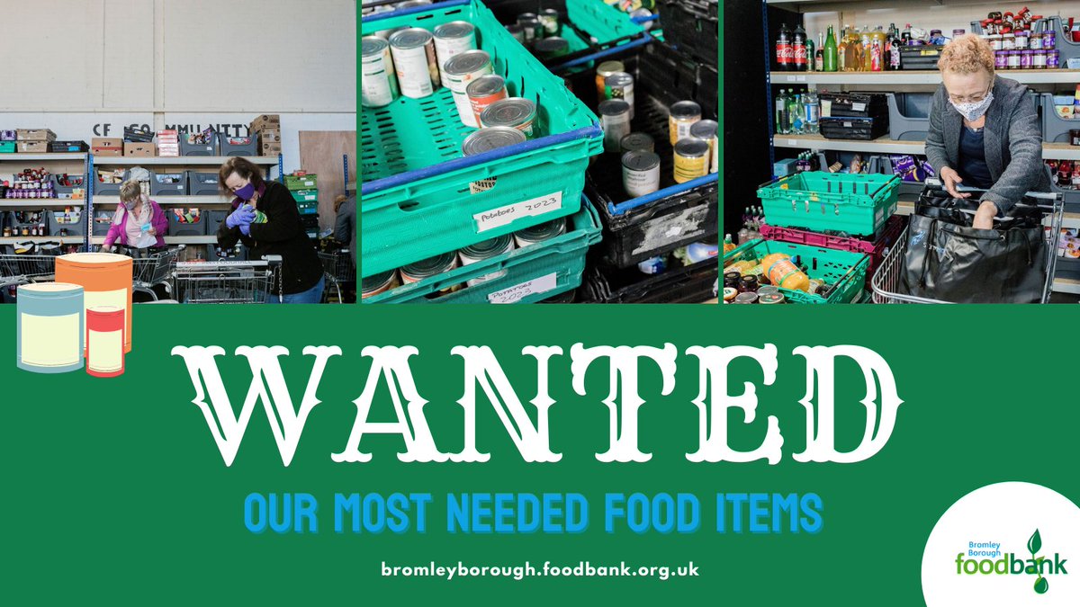 BromleyFoodbank's tweet photo. Our most urgently needed items: 

Ladies + Men's Deodorant
Ladies + Men's shampoo
Sponge Pudding
Custard
Jelly
Angel Delight dessert
Fruit Juice (long life)
Unisex Razors

Donation points: https://t.co/TVK77dqnco 

Thanks for your support ❤️ #bromley https://t.co/hg43KkZiRn
