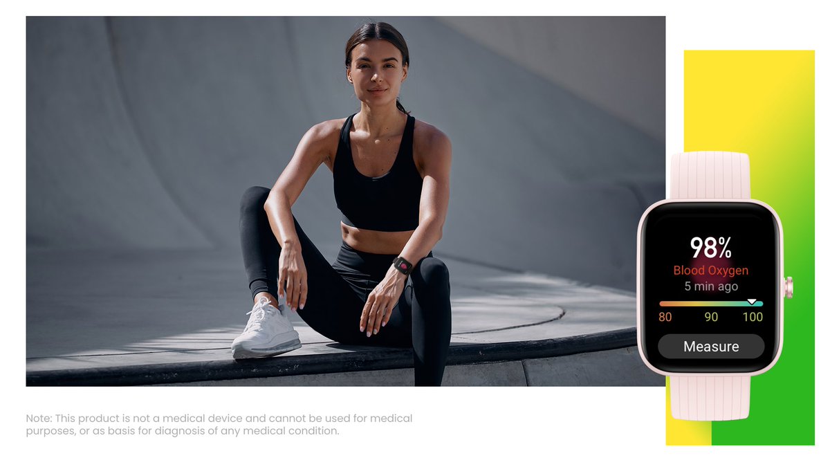 AmazfitGlobal's tweet photo. #ThinkBigThinkBip about your health as you climb higher & smash bigger workout goals 💫🩸 Easily measure your blood-oxygen saturation with the #Amazfit #Bip3Pro in as quick as 25 seconds 👉⌚️ https://t.co/ROovyA28Q0