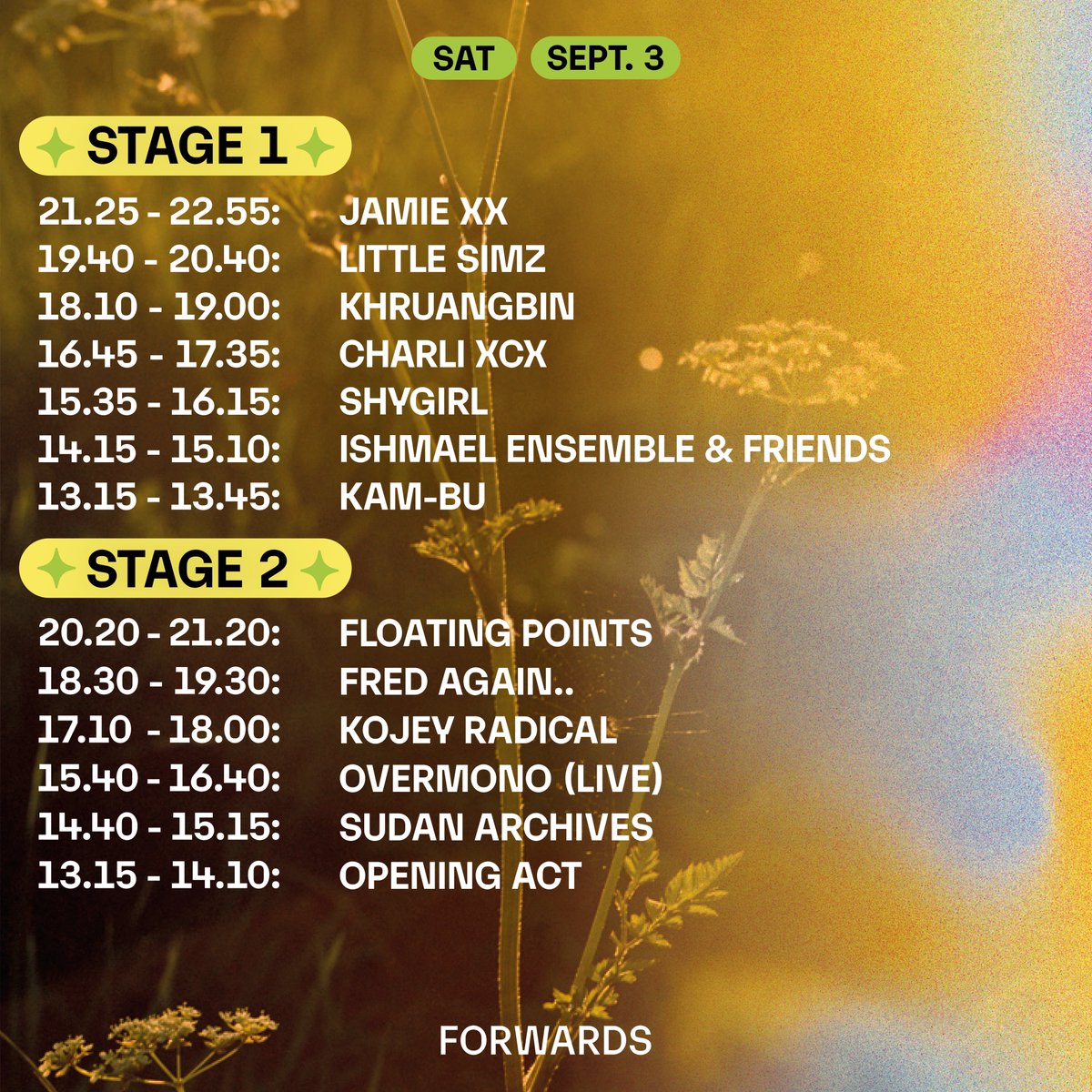 ForwardsBristol's tweet photo. Full set times for our 2022 programme are here ✨🌳

Just 10 days to go, tickets on Final Release and running low...

#FORWARDSBristol https://t.co/L6q1Kiuxkp