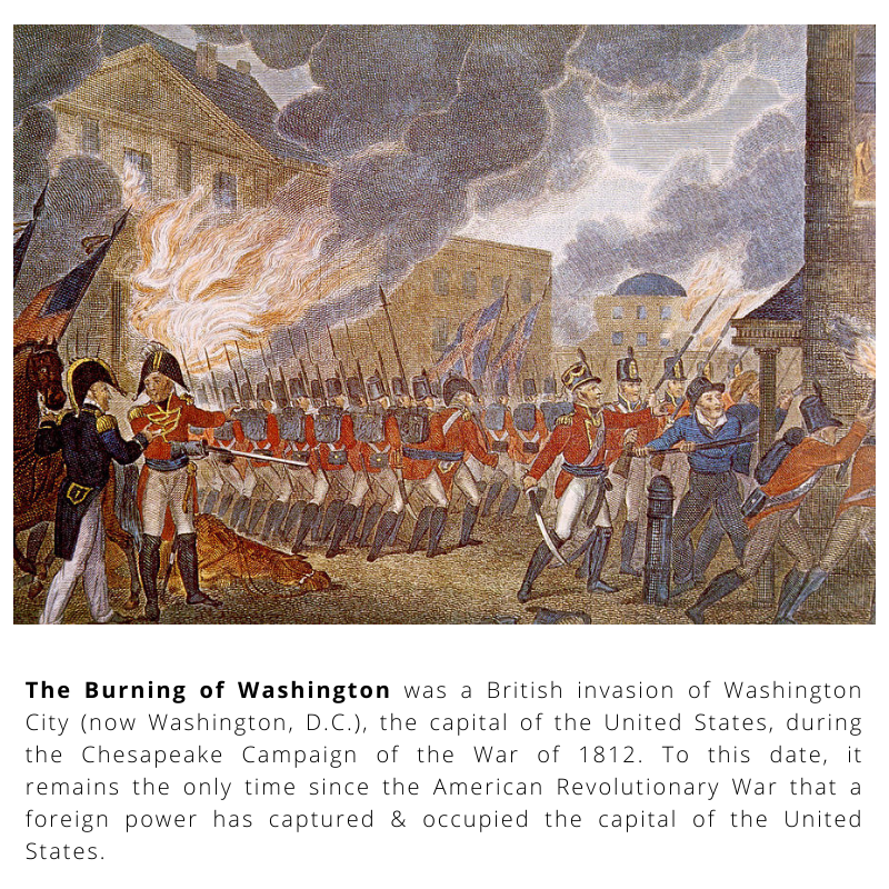 BritishHistorym's tweet photo. #otd 24 August 1814 – War of 1812: British troops invade Washington, D.C. and during the Burning of Washington the White House, the Capitol and many other buildings are set ablaze.
#britishhistory #britisharmy #d24aug #ushistory #thewhitehouse #warof1812 https://t.co/Pzwajz7YvS