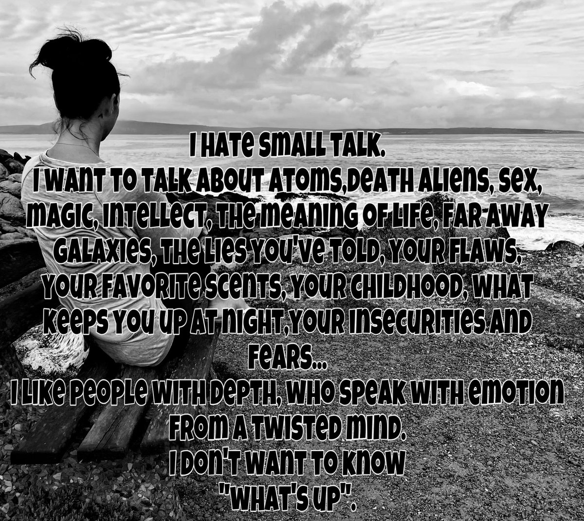 AnniHow's tweet image. So sick and tired of small talk .. I don’t care how the weather is your side - tell me what you doing in the weather!!!