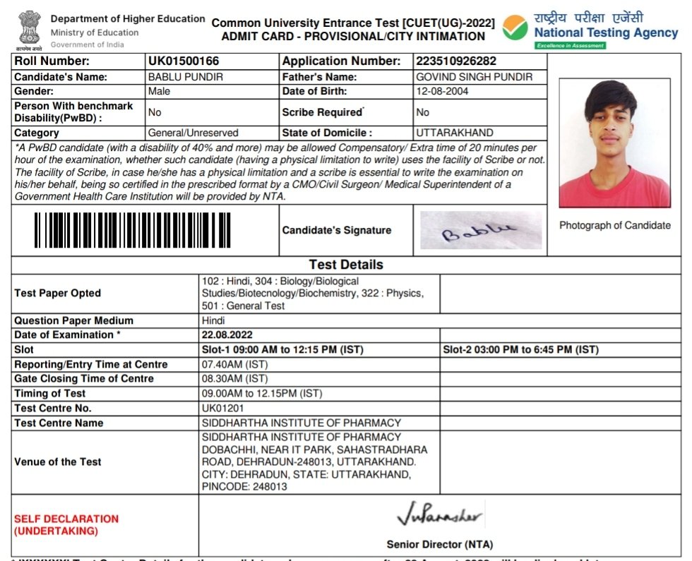 Sir my name is Bablu Pundir. My Cuet exam was on 22 August which was changed by @DG_NTA last time.I love 300 km away from centre.I came to know about the change of centre 5 hours before the exam.Because of this I missed my exa.
@EduMinOfIndia @dpradhanbjp @narendramodi #NTASCAM