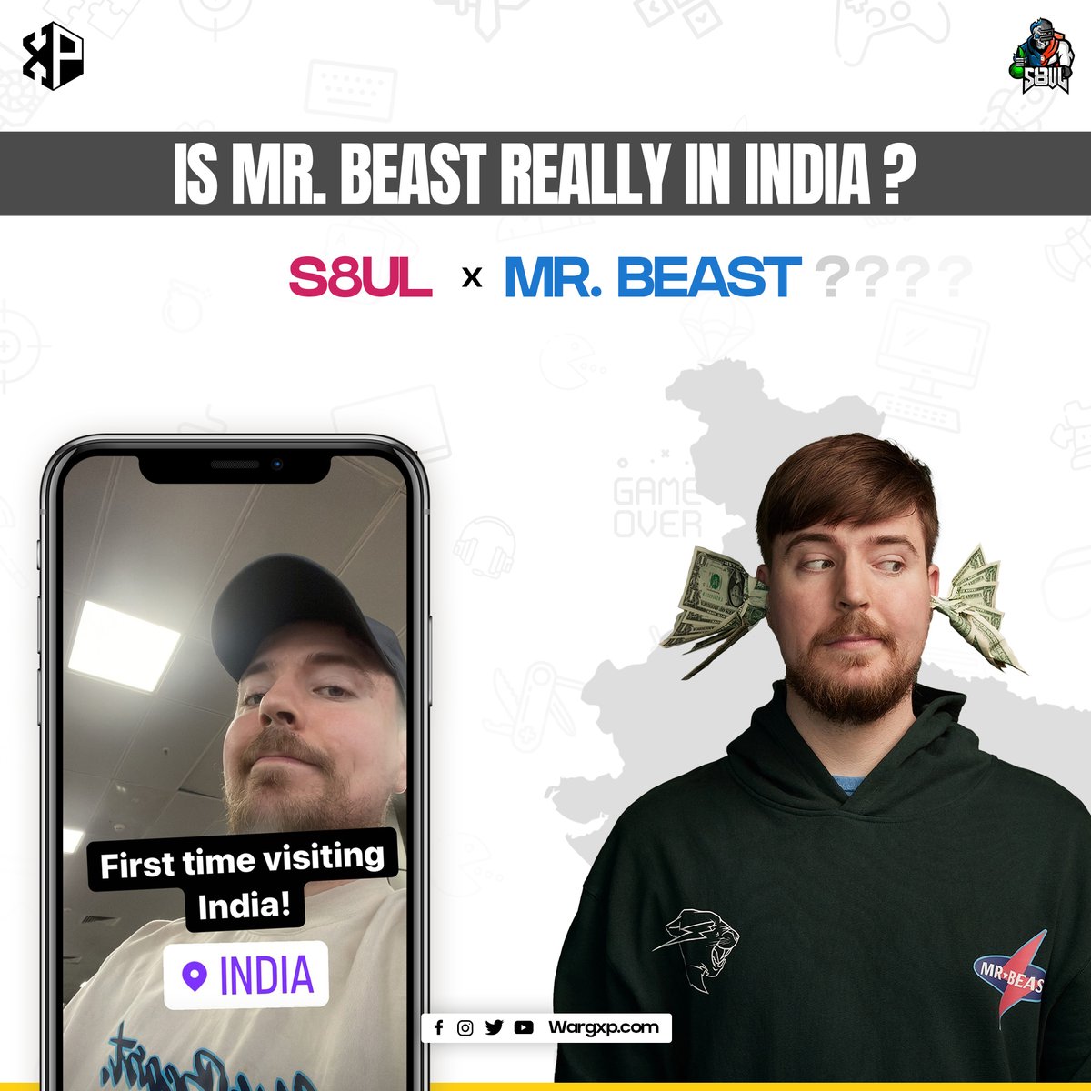 WargXp's tweet photo. Popular Youtuber, Mr. Beast earlier today posted an Instagram story that he landed in India. He also share a video in which a random boy was watching his Squid Game Video in Hindi.
#WargXP #eSports #Gaming #News #Memes #thug #mrbeastyt #mrbeast #gaming #youtube #S8ul #8bit https://t.co/lvXcjPp6UJ