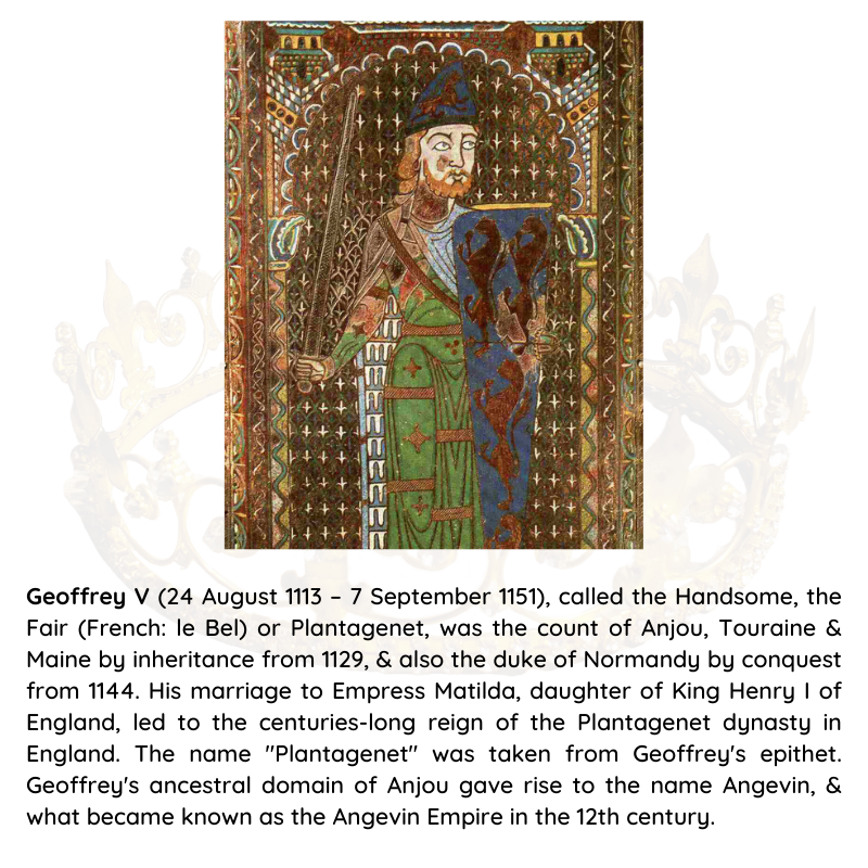 BritishHistorym's tweet photo. #otd 24 August 1113 – Geoffrey Plantagenet, Count of Anjou was born (d. 1151)
#medievalhistory #houseofplantagenet #plantagenets #royalhistory #d24aug #plantagenet https://t.co/Kqv7d0Bli5