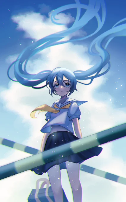 24曲目少女レイ/みきとP#100曲ボカロ絵チャレンジ#初音ミク(縦長なのでタップ推奨) 