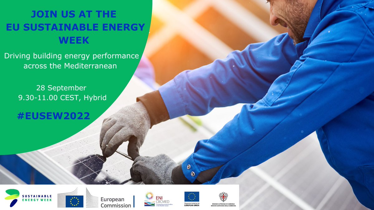 ⚡️Join us at @euenergyweek, 🇪🇺 biggest event on #SustainableEnergy & #Renewables ✅26-27/09: stand at the #Energy Fair ✅28/09: event 'Driving building energy performance across the Mediterranean' with @Join_GlobalABC 📍Brussels🇧🇪 & online ➕bit.ly/3CnxeTU #EUSEW2022