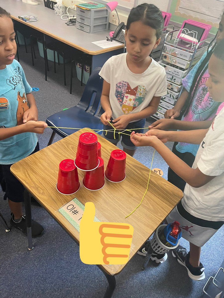MsWittmanThird's tweet photo. Back to School!!! We got so excited to work together today to stack cups- but the challenge was we couldn’t touch them. All the groups successfully completed the challenge! https://t.co/ITpGEZmkcz