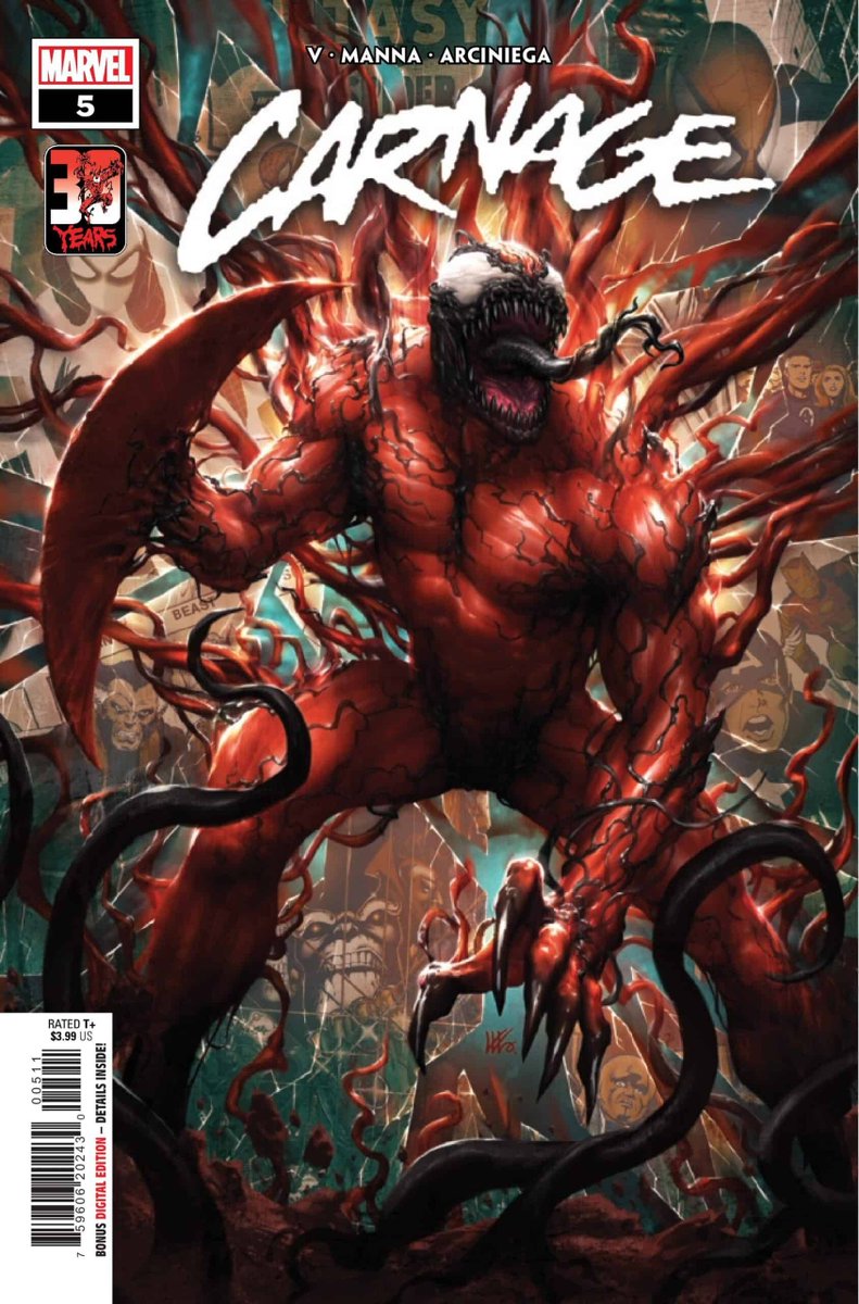 Out today from @Marvel Carnage #5 in which the elves definitely had it coming. Written by me Art @Frances62607920 Colours Erik Arciniega Letters @JoeSabino Edits @EDevinLewis @TommyGWrites