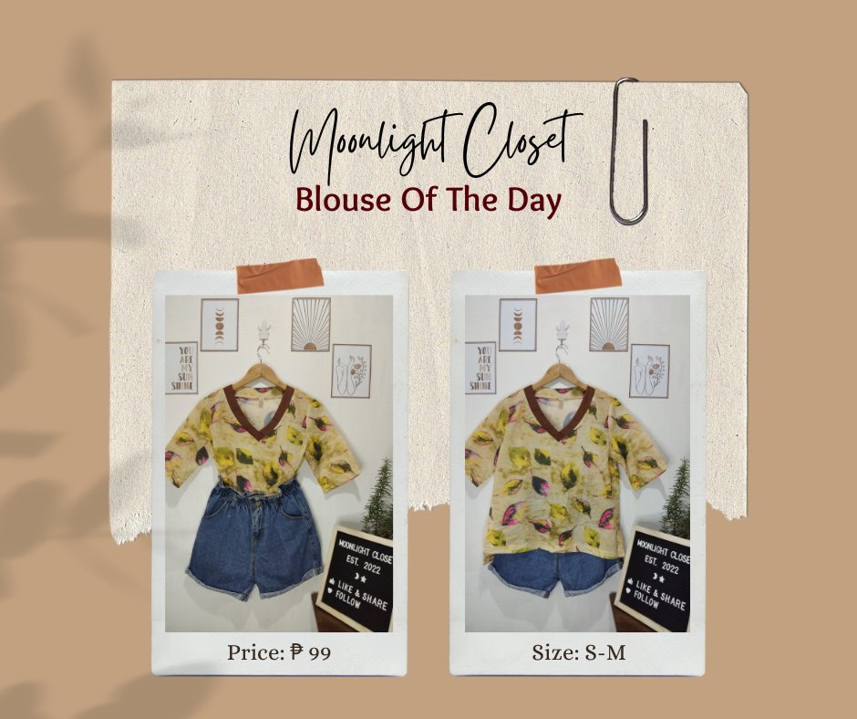 ClosetMoonlight's tweet photo. "where you leaf, I will fall-ow..." 🍂😍

fall in love with this comfy, autumn-inspired blouse. i-mine nyo naaa. 🧡😍

#autumninspiredblouse #prelovedclothes #koreanblouse https://t.co/LnMArjr5KX