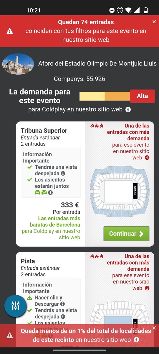 quicaco's tweet photo. ¿Cómo es posible que tenga 50.000 personas delante de mí en la preventa de #Coldplay pero ya haya entradas en reventa en viagogo por 333€? 
Si digo lo que pienso me encierran 🤬 https://t.co/ejD8XrZUcL