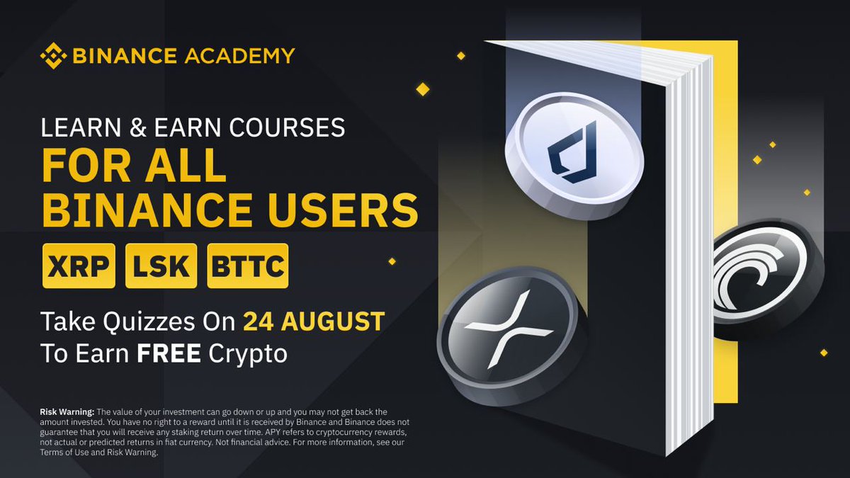 Binance Learn &amp; Earn (New)

- Earn $10 worth crypto, FCFS
- Quiz answers available

Check the details here:
t.me/earnviacrypto/…

#Airdrop #Airdrops #FreeCrypto #Binance #Giveaway