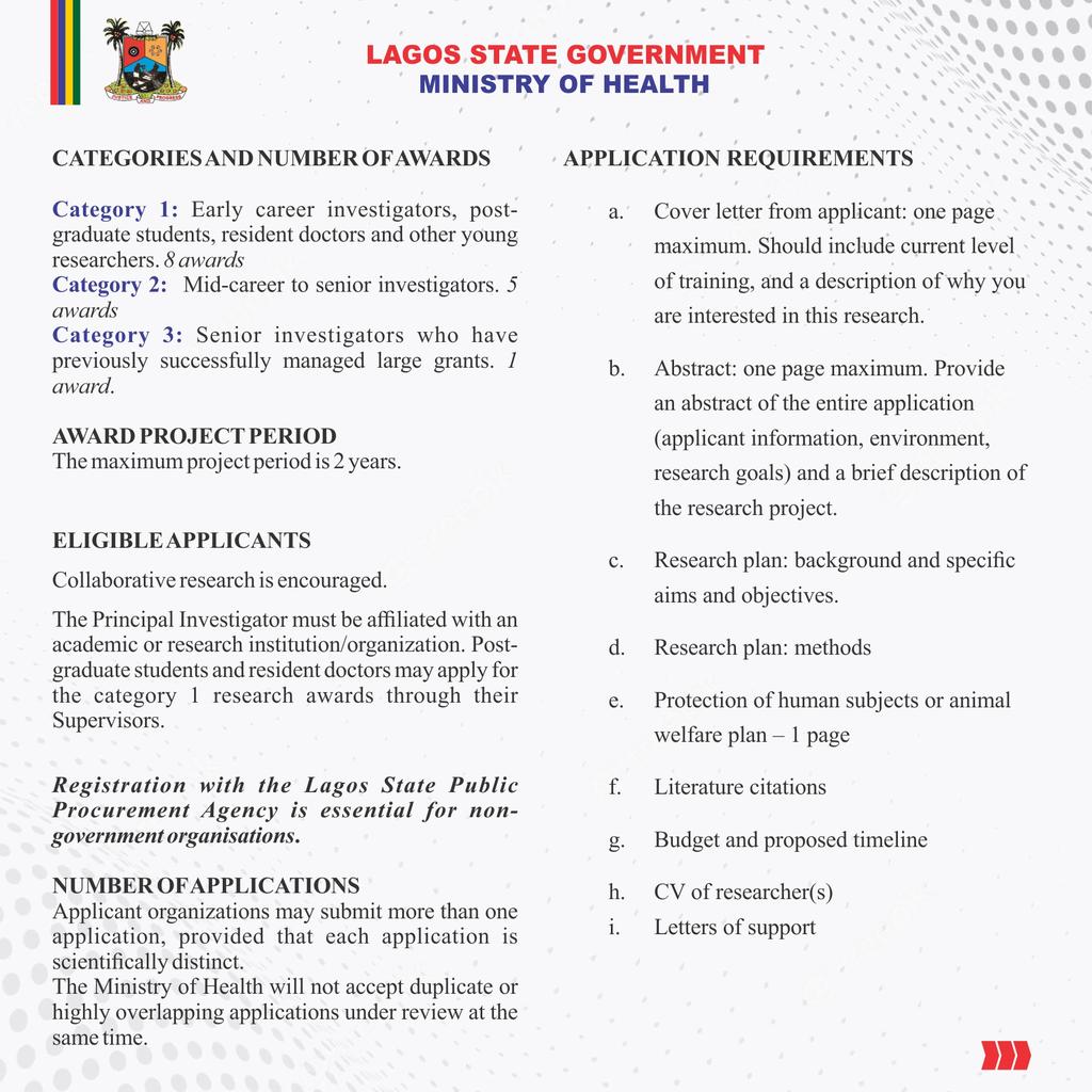 LSMOH's tweet photo. INVITATION FOR EXPRESSION OF INTEREST (EOI) 

FOR GRANTS FOR HEALTH RESEARCH

@followlasg @jidesanwoolu @ProfAkinAbayomi @nighealthwatch @nimrnigeria @UCHealthAction @healthResearchj @fhi360research @Cemhri @drpc_nig @Mr_JAGs @Oreoluwa_Finnih @thetundeajayi @LagosNma @nmanigeria https://t.co/WsGjR8z6qW