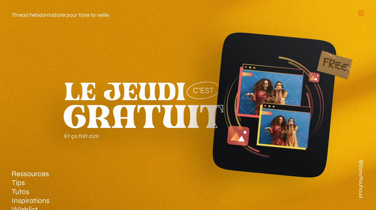 SonyRouhaud's tweet photo. 👉🏻 T’aime bien connaitre les derniers sujets tendance niveau graphisme et web ?

☀️ Chaque jeudi je te file ma veille graphique gratuitement ! Outils, tips, ressources, inspiration, recos, ….

Thread 👇🏻 https://t.co/eIy2CC7CDK