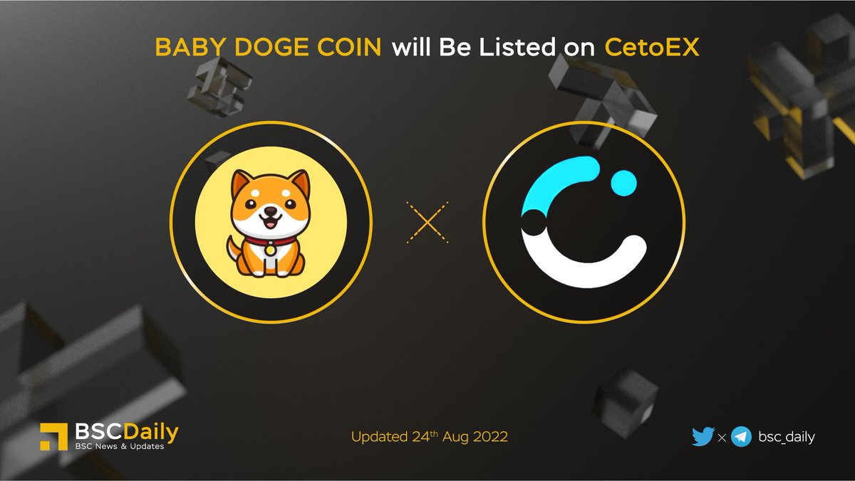 bsc_daily's tweet photo. 🎉 @babydoge will Be LISTED on @Cetoex soon🚀

#CetoEX - Global Services Crypto Exchange with unlimited access #bitcoin , Etherium &amp; 100+ altcoin🔥

$BABYDOGE - a deflationary token designed to become more scarce over time🎉

More details👇

#BNB #BSC #BABYDOGE #METAVERSE 😍 https://t.co/a3tjdcYreD