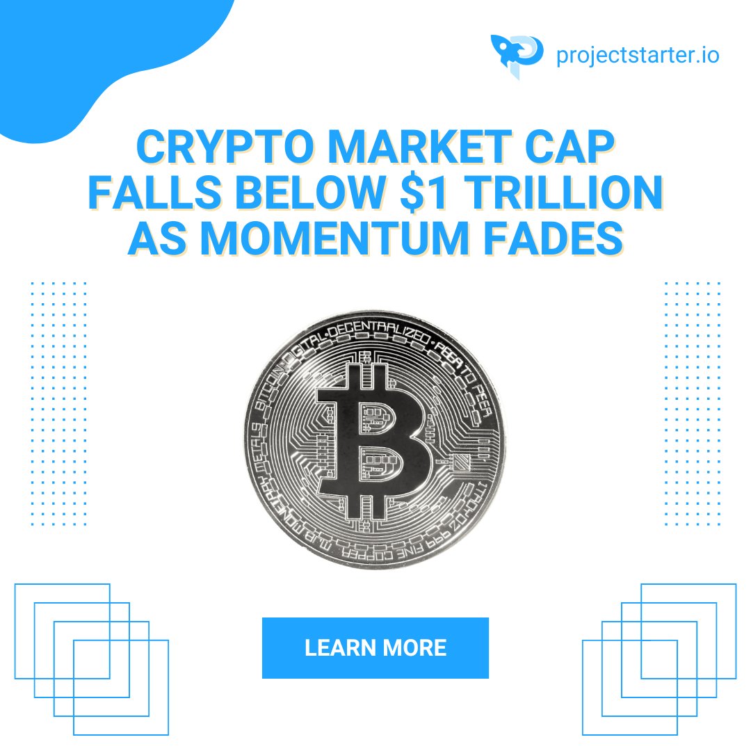 _projectstarter's tweet photo. The total crypto market capitalization has fallen below the $1 trillion mark. Also, bitcoin’s 200-week moving average multiple, a critical level of support used to determine an overall long-term market trend

Learn More: https://t.co/ouYtzXluoi 

#projectstarter #cryptonews https://t.co/V9rOYEsFrr