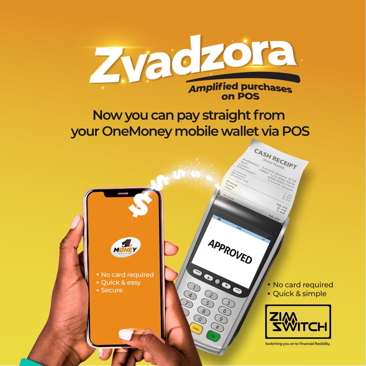 Good News!! Now you can pay straight from your OneMoney mobile wallet via Point of Sale.