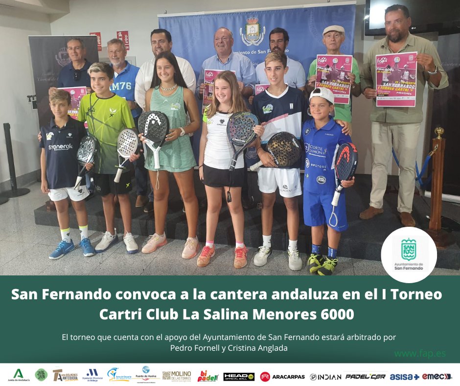 faponline's tweet photo. 📢#SanFernando convoca a la cantera andaluza en el I Torneo Cartri Club La Salina Menores 6000
✳️El torneo que cuenta con el apoyo del Ayuntamiento de San Fernando estará arbitrado por Pedro Fornell y Cristina Anglada 

📝Más info: https:https://t.co/mPJBAGQQRD

#FAP #SomosFAP https://t.co/3jqjIqZ9yF