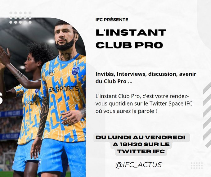 tris_lec's tweet image. 📢RDV ce soir pour le premier épisode de l'INSTANT CLUB PRO ! 

🔥 Nous sommes toujours à la recherche de notre premier invité ! Qui sera avec nous ce soir ? (club, structure, organisation ...) Ecrivez-nous ! 

🙏Un MAX de RT la commu svp !