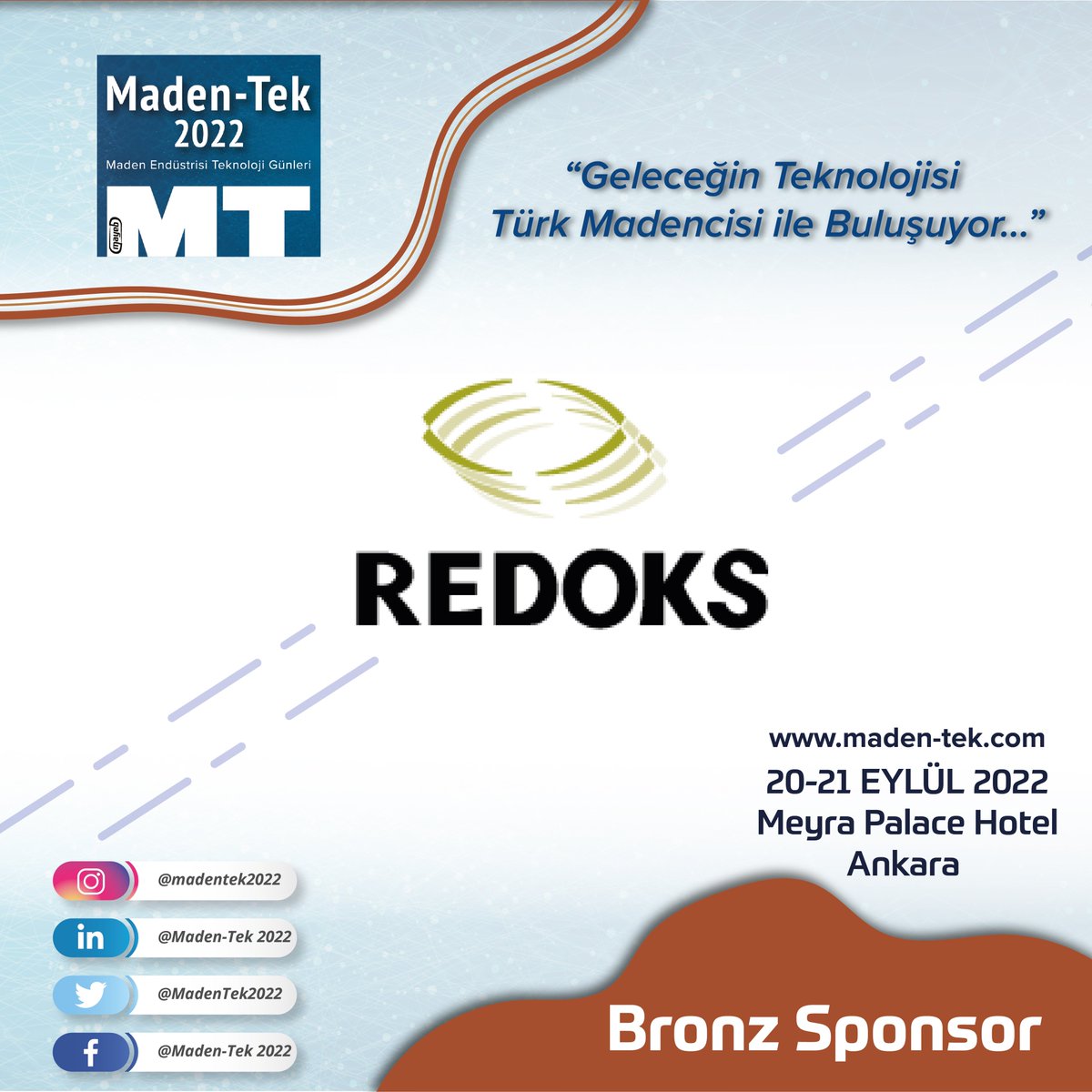 Maden_Tek's tweet photo. Redoks Maden Maden-Tek 2022 Maden Endüstrisi Teknoloji Günleri etkinliğimiz için bronz sponsorlarımızdan oldu. Teşekkür ederiz.

Online kayıt için: https://t.co/f3MaHUHDKe

#maden #madencilik #madentek2022 #teknoloji #madentek #Redoks #etkinlik #fuar #technology  #ankara https://t.co/CZ2rpTkgr7