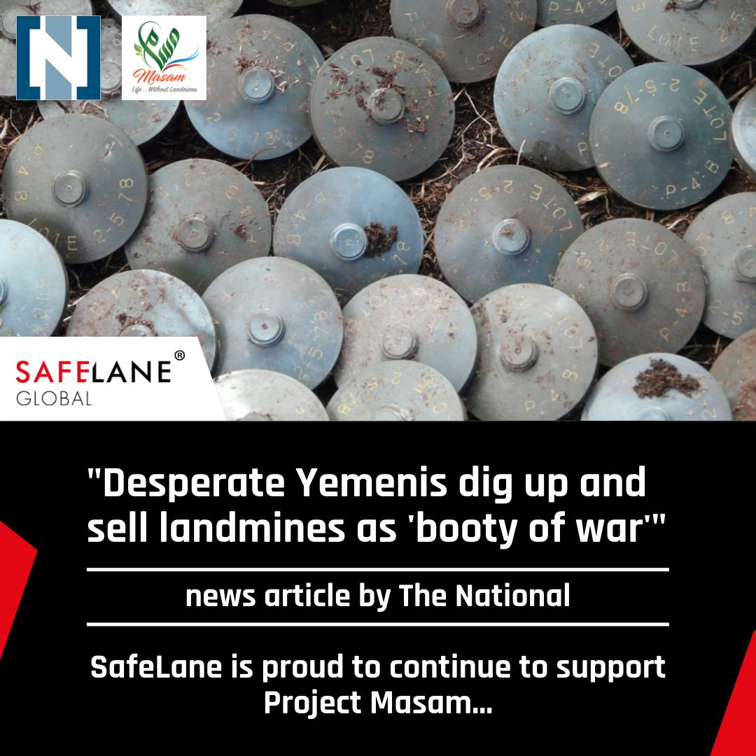 SafeLaneGlobal's tweet photo. SafeLane Global is proud to continue to support @MasamProject...
https://t.co/BdX8GAWWlB
#ProjectMasam #Yemen #Landmines #Demining #SafeLaneGlobal https://t.co/wb7kzHUVAu