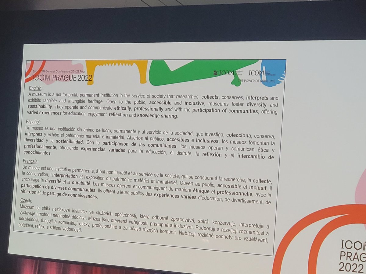MariaScherrers's tweet photo. Close to 3000 people have assembled in the Congress hall to follow discussions on new #museumdefinition at #ICOMPrague2022 https://t.co/n8nJYlVReY