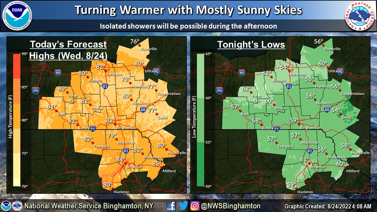 NWS Binghamton on Twitter "Most of the area will catch a break from the wet weather today with