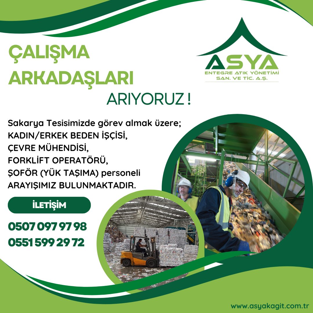 Bizimle çalışmak ister misiniz? 👷‍♀️👷♻️
#sakaryaişilanı #işilanı #geridönüşüm #çevremühendisi #MilyonFest #kartal