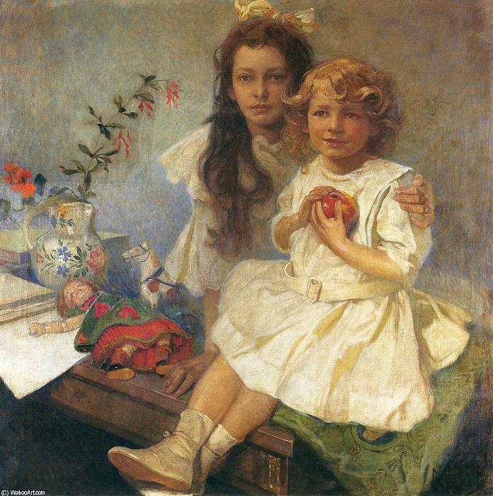 Anabolenaaa's tweet photo. Jaroslava y Jiri, 'Las hijas del artista', fue producido por Alphonse Mucha en 1919 y nos da una rara visión de la vida del artista y su familia. El estilo de esta pintura es del movimiento Realismo, mostrando un fuerte conocimiento técnico y educación.
#MuchaMuseum, Prague. https://t.co/3AIILivG83