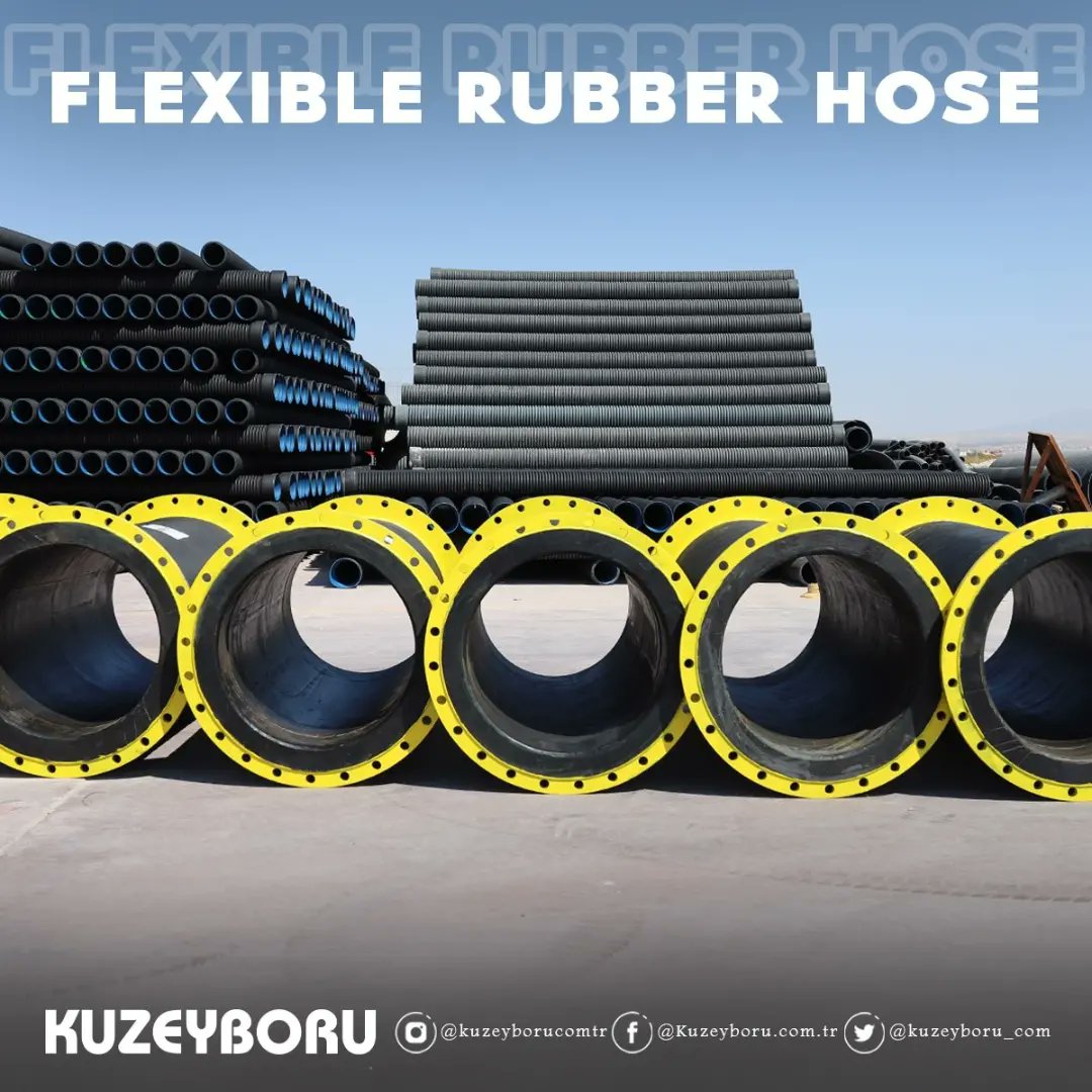 kuzeyboru_com's tweet photo. Flexible Rubber Pipes, which are preferred in order to distribute the weight of PE pipes used in offshore dredging projects and to provide flexibility against waves, are produced with the advantage of #Kuzeyboru. 

https://t.co/jZ6xHOZ0gZ / 444 65 38

#flexiblerubberpipe #pepipe https://t.co/1NevKaMKbl