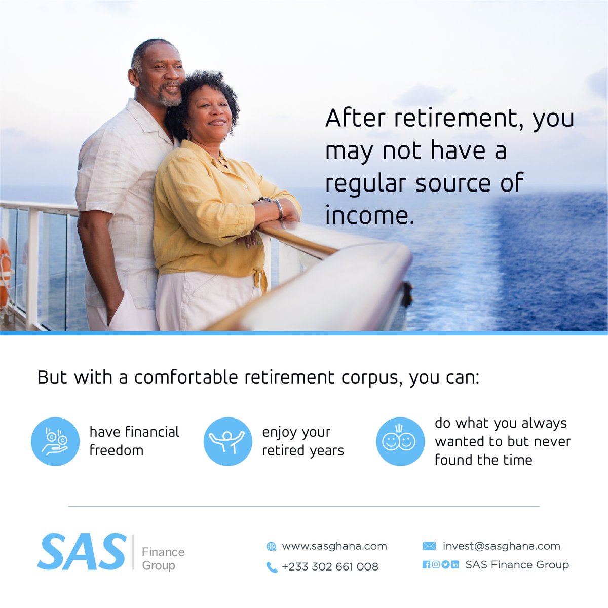 SASInvestments's tweet photo. Plan for your retirement by investing with SAS.
#retirement #RetirementPlanning #investwithSAS https://t.co/3B1UrbQDgs