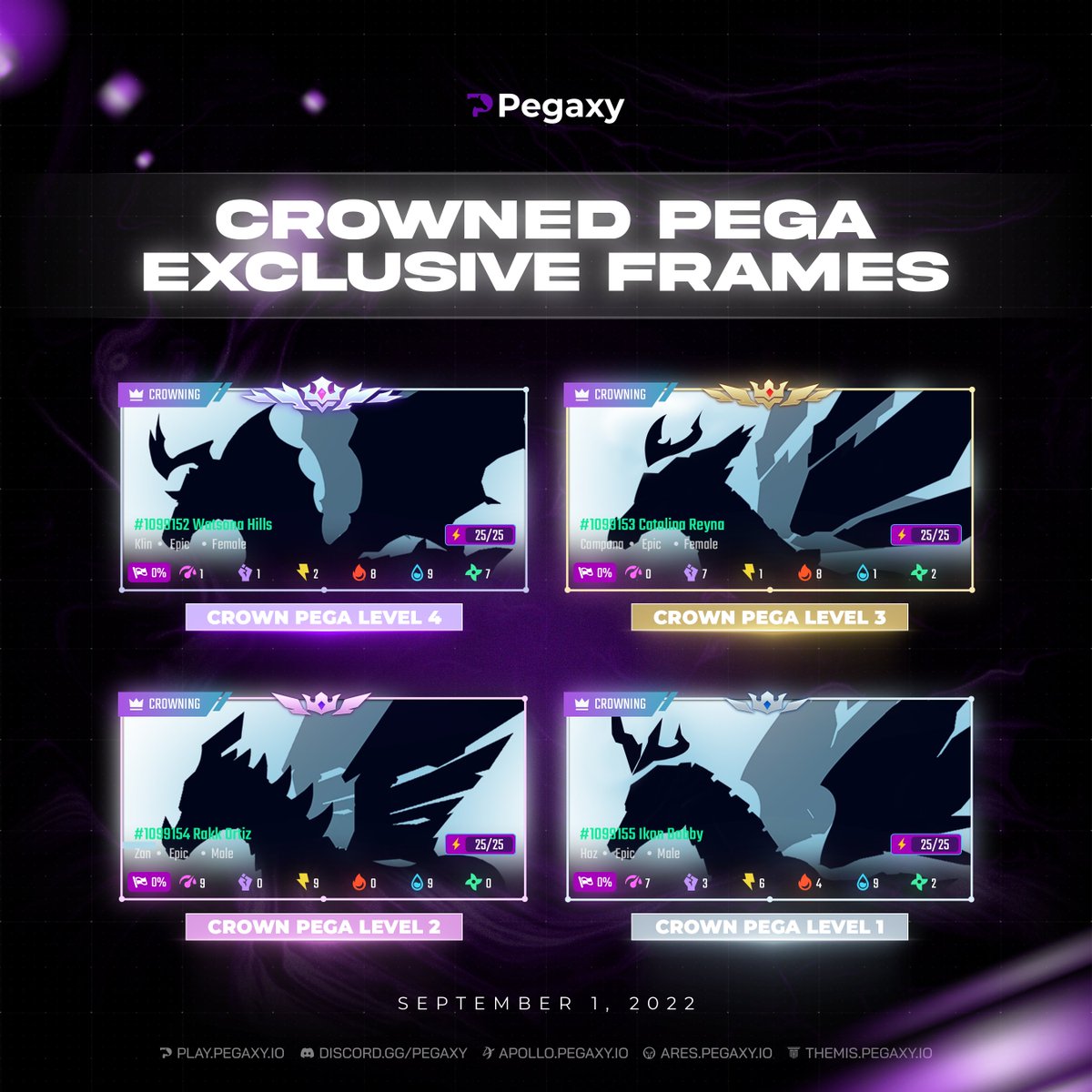 Hey Pegaxians! 🏇

Are you curious about the benefits of a Crowned Pega? Get ready to enjoy an exclusive Crowned Pega card frame and all these other perks. Let's go!

(1/3)