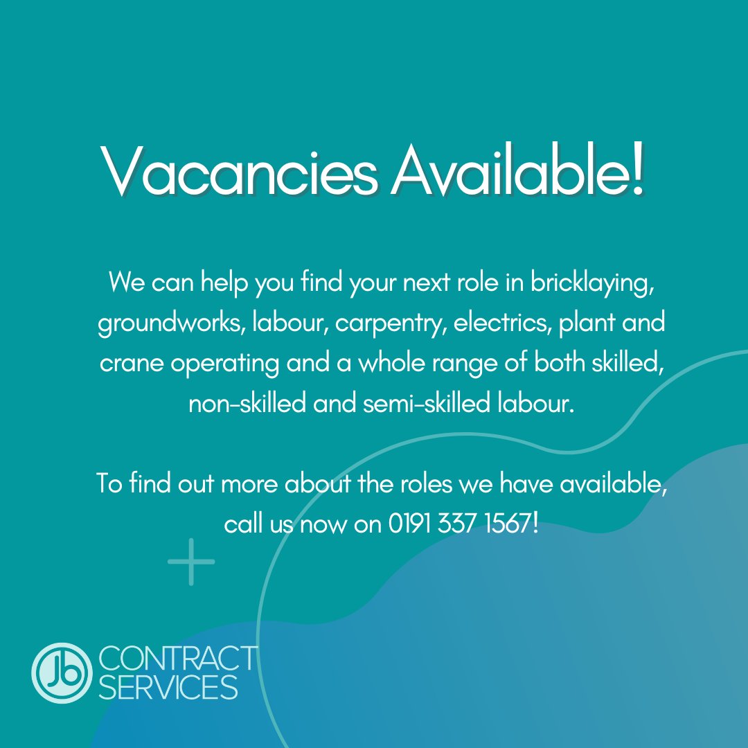 Call us now for our latest vacancies! 
📞0191 337 1567 📞 

#jobs #jobsearch #work #vacancies #hiring #nowhiring
