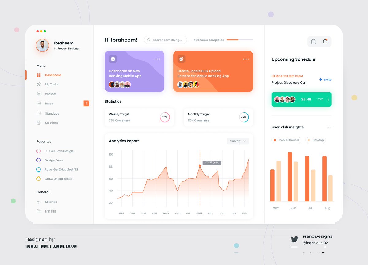 ingenious_02's tweet photo. Day 24
Analytics Chart / Dashboard.
This just gives me a whole therapeutic feeling π₯Ίππ
Like & retweet πͺ. Thank youuu.
Your Feedbacks are much appreciated π
@ecxunilag @ingenious_02
#30DaysOfCodeAndDesign #ECX30DaysofDesign #uidesign #designers #daily #uiuxdesign #uxdesign https://t.co/AFydiA1fsg