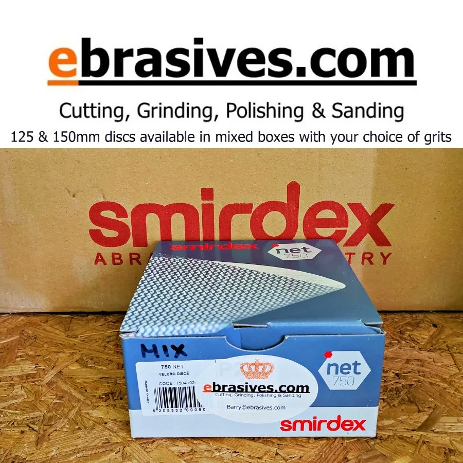 ebrasives's tweet photo. Your choice of mixed grit boxes of 125 or 150mm Smirdex 750 Ceramic Net discs from https://t.co/yf3SeHxu9u with Free UK Delivery. You choose the grits from P100-P600 in multiples of 5's total of 50 discs. Get the discs you need
#woodworking #decorating https://t.co/inFpbFINel