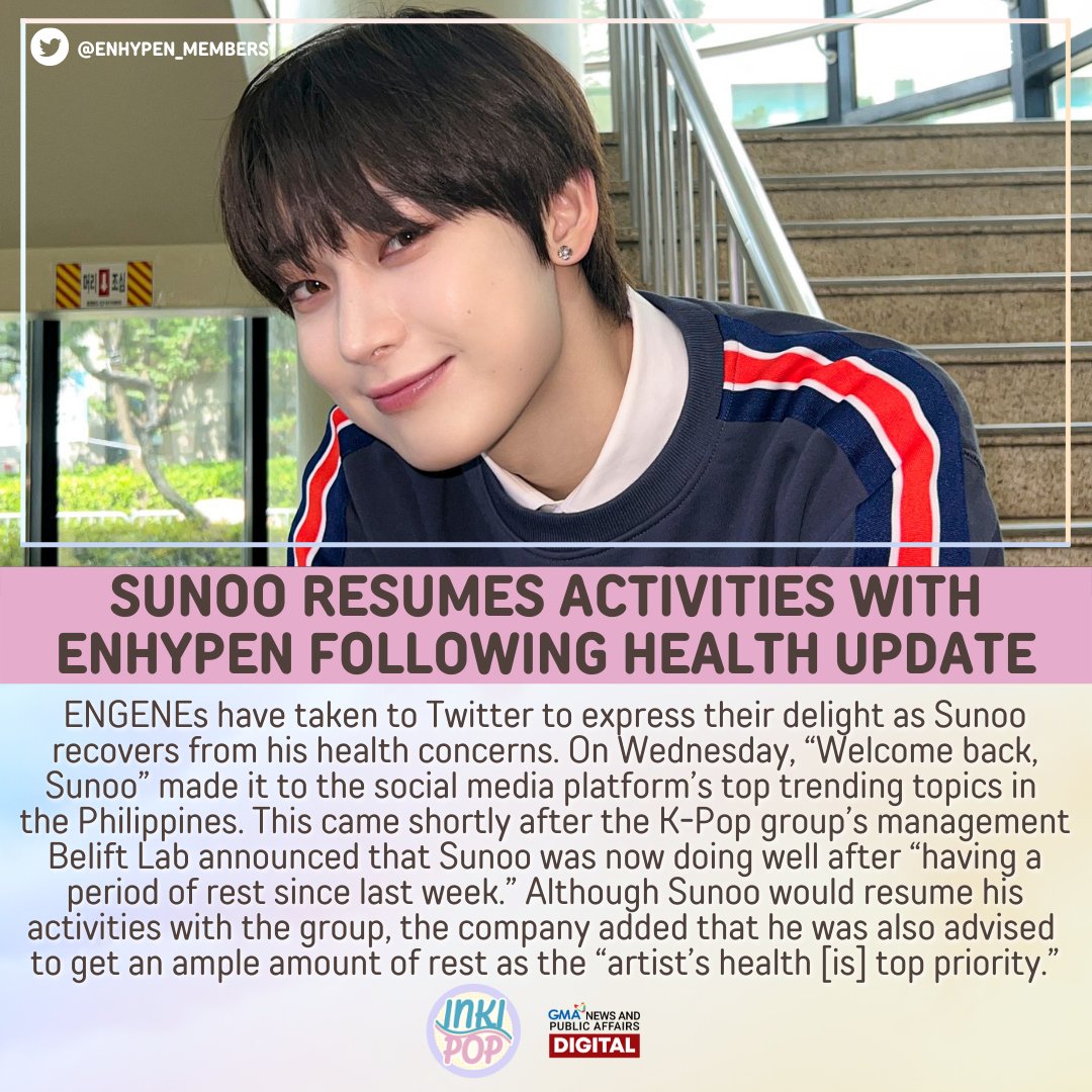 GMA News on Twitter BACK, SUNOO! ☀️💛 ENHYPEN READ https//t
