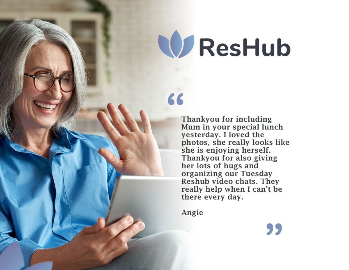 hub_res's tweet image. A lovely testimonial from a family member at Vacenti Aged Care, who are using ResHub across their 6 homes!

#reshub #residentengagement #residentexperience #familyengagement #userfeedback #seniorliving #agedcare #carehomes