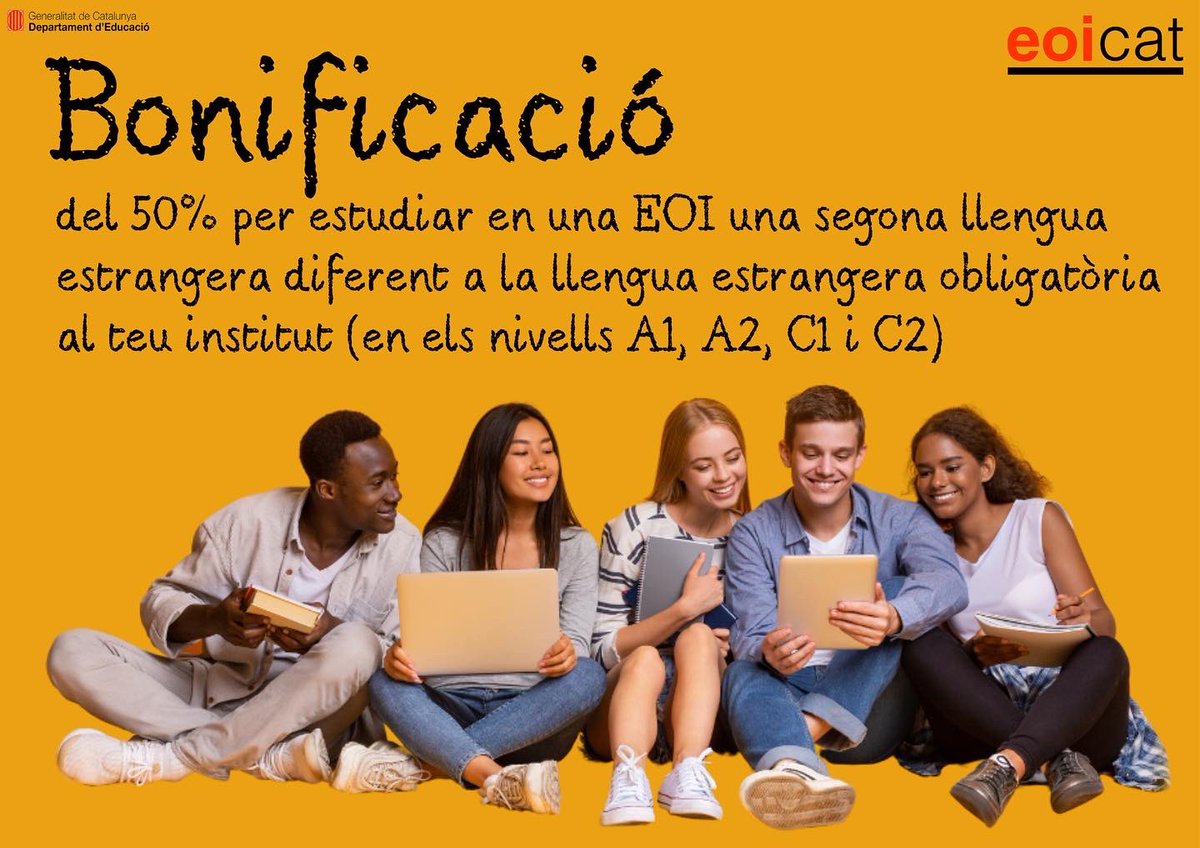 eoicat's tweet photo. A les EOI podeu gaudir de bonificacions i exempcions en els preus públics dels nivells A1, A2, C1 i C2. Trobareu més info al web de l’EOI on us vulgueu matricular.
El proper 31 d'agost comença el procés de preinscripció. Teniu temps fins al 5 de setembre a les 15h. 👍🏻#eoicat https://t.co/vIC7M8lObJ