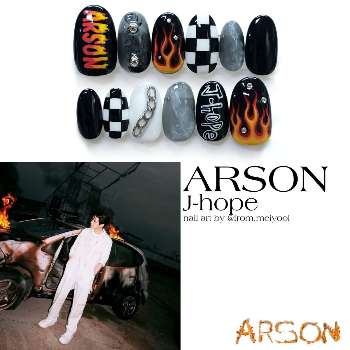 from_meiyool's tweet photo. 🖤ARSON🖤

J-hope _ Jack in the box 
arsonMV 디자인 수제네일팁

#제이홉 #BTS https://t.co/rqEyXSCklo
