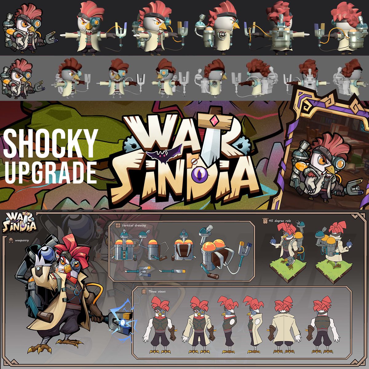 WarSindia's tweet photo. Howdy Warriors!

🔥We are ecstatic to share the 3D transformation of Shocky, the Iron Man of Sindia.

🚀Our full game mode will be shown around November &amp; token holders will be lucky to be invited and be the first to play the game at the end of the year.

https://t.co/6jUVpBnFlz https://t.co/Q8V7jiiSZ7