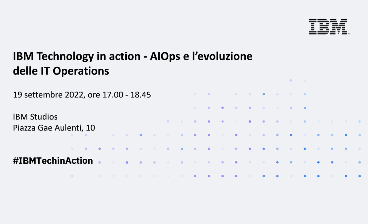 ❓Vuoi sapere come rendere più intelligenti le prestazioni delle applicazioni e la gestione degli asset IT? 

📌 Il 19.09 partecipa a #IBMTechinAction dedicato al tema delle operazioni IT potenziate dall’AI (AIOps)

👉 Registrati: ibm.co/3KjIsKQ