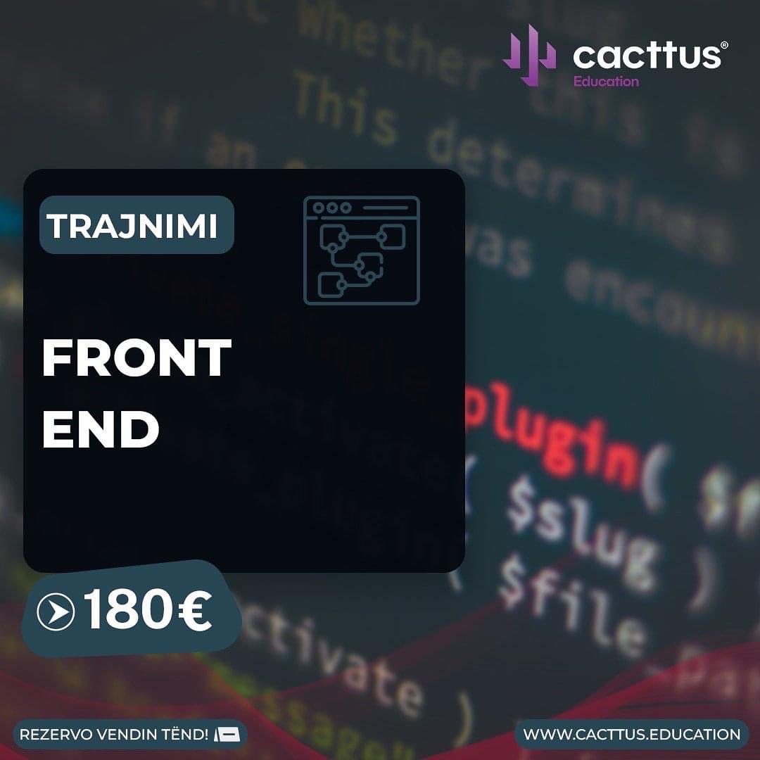 Trajnimet e radhës 👇

➡️Java Fundamentals
➡️Front End Web Development
➡️Dizajn Grafik

Apliko tani: cacttus.education/aplikimi/